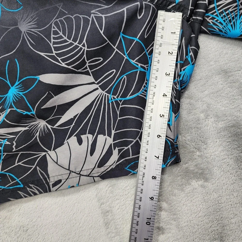 Islander Swim Trunks Mens M Gray Blue Floral‎ Lined Elastic Waist Beach Summer
